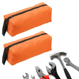 HARFINGTON 2pcs Zipper Utility Tool Bag 11.8x4x4 Inch Multi-purpose Oxford Cloth Tote Tool Pouch Small Organize Bags for Storage Various Electrician Tools Screwdrivers, Orange