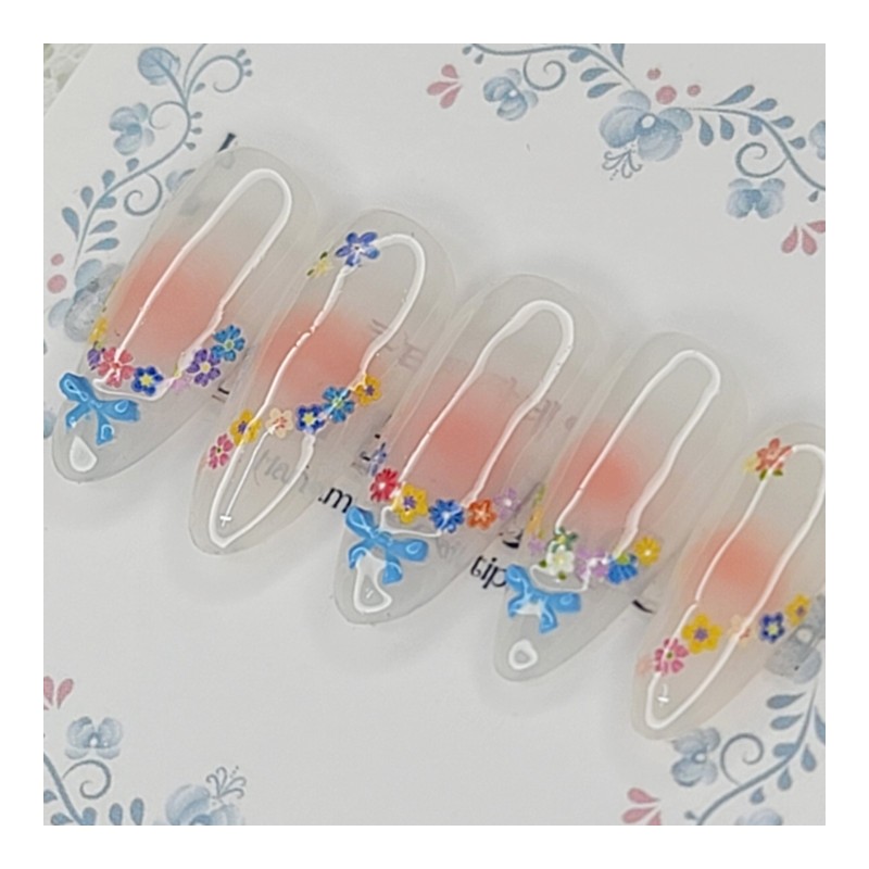 Blue Ribbon Garden Handmade Nail Tips - Square L /