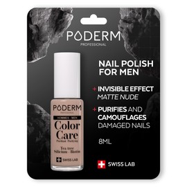 PODERM - FUNGAL NAIL INFECTIONS - SPECIALLY FOR MEN - INVISIBLE SKIN-COLOUR VARNISH - TEA TREE - Corrects and Camouflages Yellow/Damaged Nails from FUNGAL INFECTIONS - Swiss Brand
