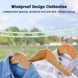 Clothesline,3 Pack Clotheslines for Outside, Adjustable Clothes line，Windproof Clothesline with Hooks, Indoor and Outdoor Laundry and Drying Lines,Ideal Camping Essentials (5 m/197 in)