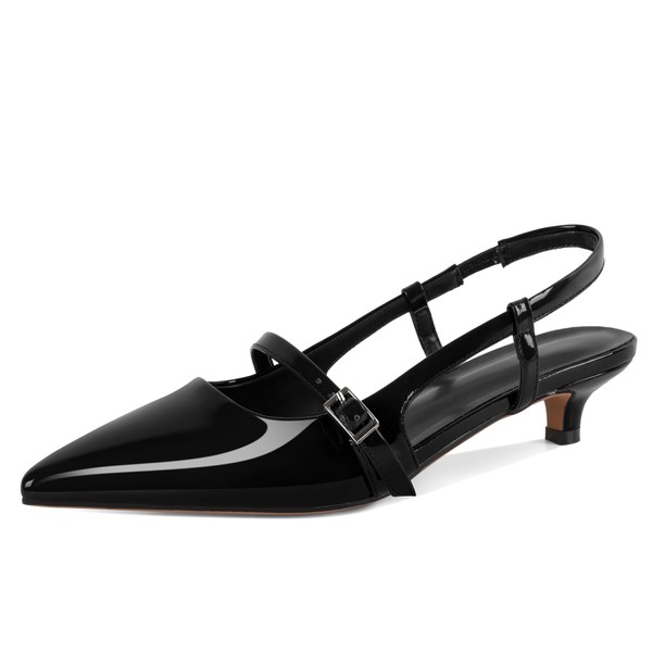 Younton Slingback Kitten Low Heels for Womens Pointey Toe Pumps