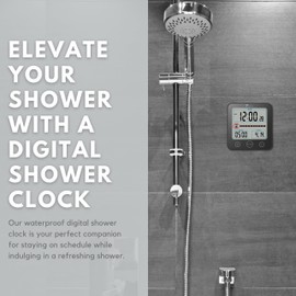 ToiletTree Products Digital Bathroom Shower Clock with Alarm & Large LCD Display – Waterproof, Humidity & Moisture Resistant – Clocks for Bath & Kitchen
