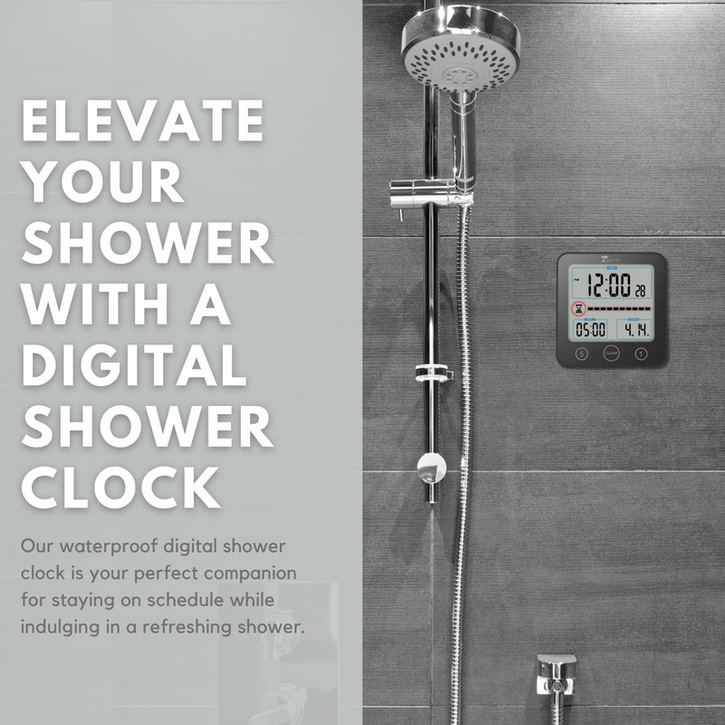 ToiletTree Products Digital Bathroom Shower Clock with Alarm & Large