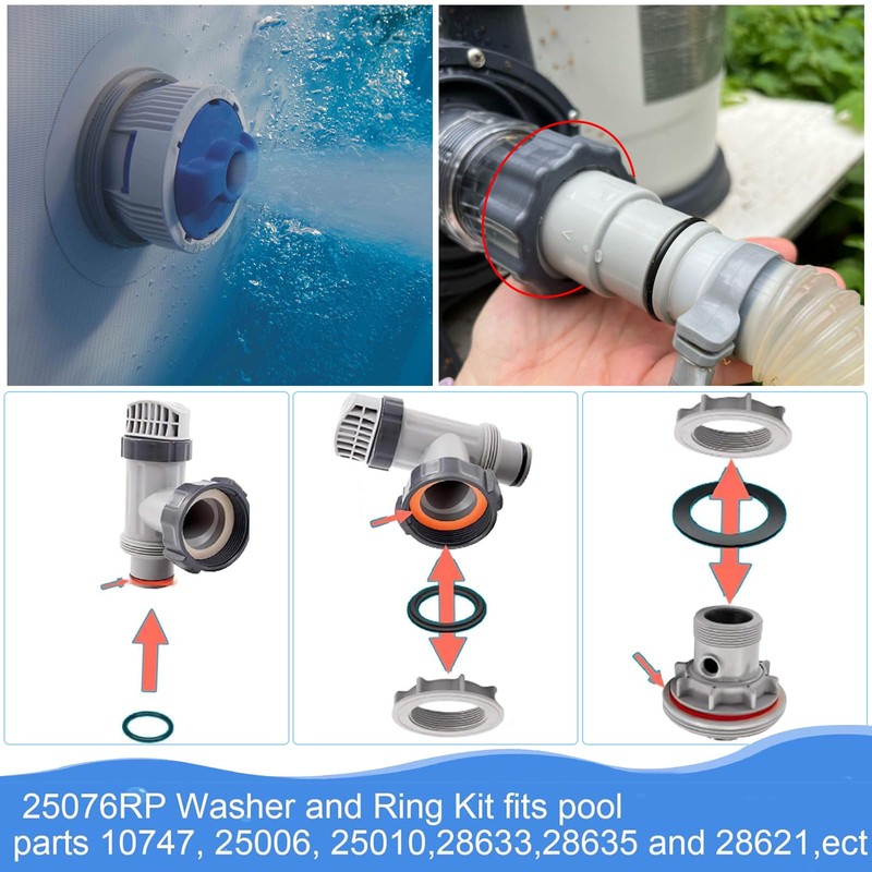 WEINIBAO Pool O-Rings Replacement Part for Intex, 6 Pieces Pool
