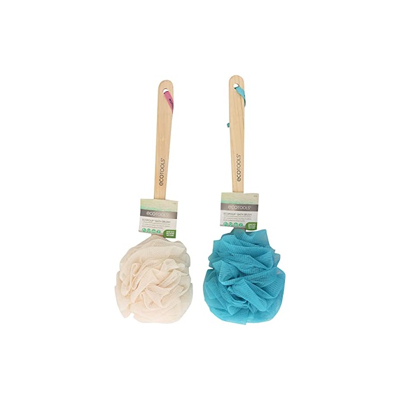 EcoTools, Ecopouf Bath Bush, Cepillo para Baño, Malla Reciclada, Mango