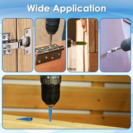 SUMNACON 25 Pcs Adjustable Wood Anchors Wall Anchors, Plastic Fixing Stripped Screw Hole Repair Kit Door Window Hinge Screw Hole Anchor, Screw Anchor Suitable with Screws Sizes #2 to #16 (Blue)