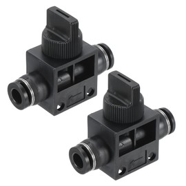 PATIKIL 6mm Pneumatic Ball Valve, 2 Pack 6mm OD Push to Connect Tube Fittings Ball Valve Union Straight Air Flow Control Valve for Air Hydraulic, Black Silver
