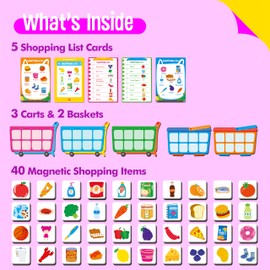SpriteGru Magnetic Shopping List Game, Funny Groceries Matching Memory Game, Race to Collect Your Items Educational Toy for Boys & Girls at Home