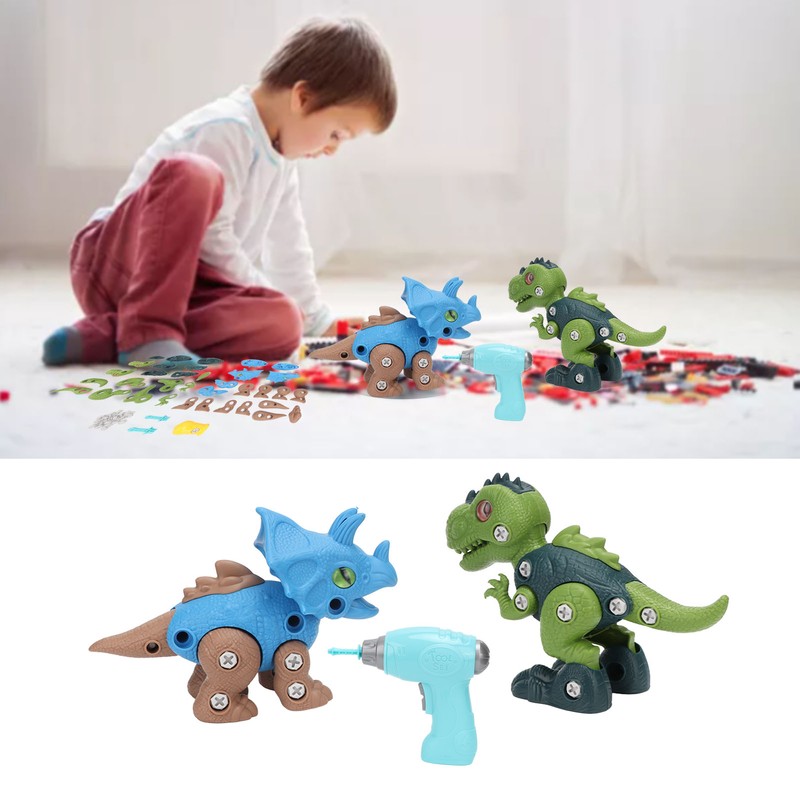 2 Sets Dinosaur Assemble Toy Develop Hand On Ability Educational