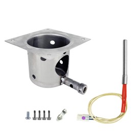 Meatender 7-Hole Firepot & Hot Rod Igniter Kit Compatible with Traeger, Pit Boss, Camp Chef, Z Grills – Heavy Duty 14-Gauge Steel Burn Pot Assembly Replaces KIT0396 74254 (Includes Screws & Fuse)