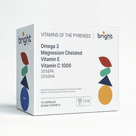 Vitamin C + Omega-3 + Magnesium + Vitamin E – High Doses, 100% Natural | Bright Naturo | 28 Daily Sachets
