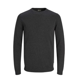JACK & JONES Men's Jjebasic Knit Crew Neck Noos Jumper, Grey (Dark Melange Dark Melange), X-Small