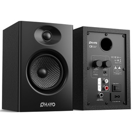 OHAYO 60W Computer Speakers for Music and Gaming, Active Bluetooth 5.3, Stereo 2.0 Speakers for Desktop PC or Laptop, 3.5mm Aux RCA Input, USB-Powered, 1 Pair, Black