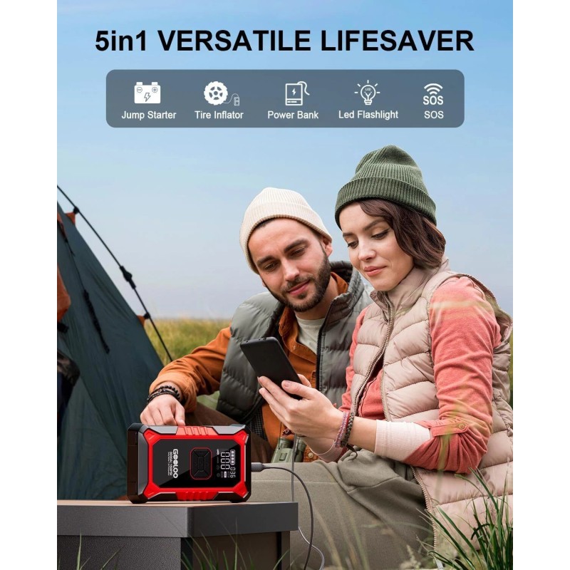 GOOLOO A3 Jump Starter with Air Compressor 3000A Portable Car