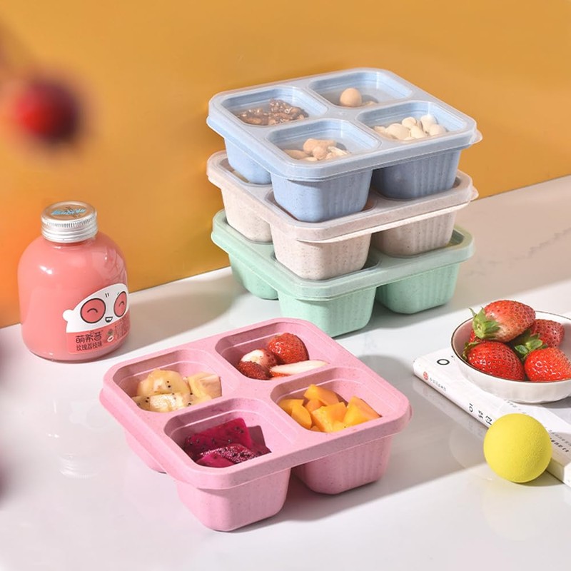 duisoad 4 Stück Brotdose mit Fächern, Snackteller mit Fächern Vesperdose