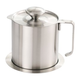 Bacon Grease Container with Strainer 304 Stainless Steel 1.8L Food Oil Container Oil Filter Pot Storage Container for Cooking