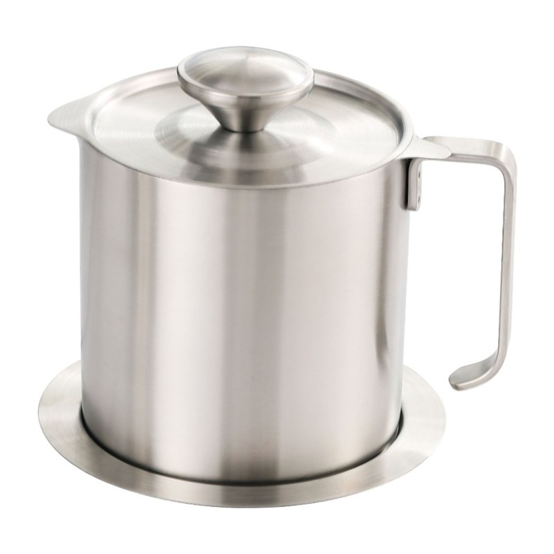 Bacon Grease Container with Strainer 304 Stainless Steel 1.8L Food