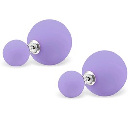 Monkimau Girls' Double Stud Earrings Made of 925 Sterling Silver with Synthetic Pearl Matt