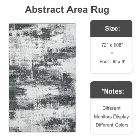 Enqinar Area Rugs 5x7 for Living Room, Modern Abstract Machine Washable Area Rug for Dining Room, Non Slip Ultra Thin Low Pile Stain Resistant Floor Carpet for Bedroom Dorm, Grey