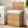 110L Laundry Hamper with Lid, Hand-Woven Pp Rattan Laundry Basket