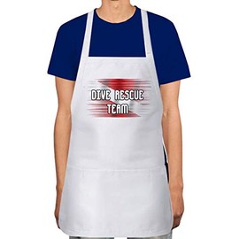 Makoroni - DIVE RESCUE TEAM Scuba Diving Apron Adjustable Kitchen Chef Apron with 2 Pockets Cooking Baking, DesC94