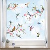 decalmile Hummingbirds Spring Double Sided Window Clings Flowers Branch and