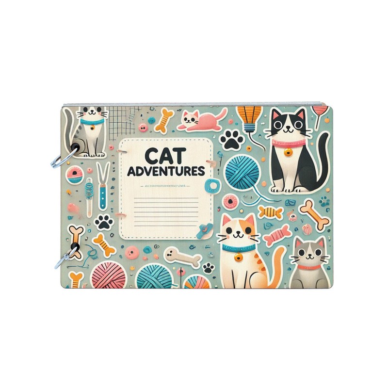 Cat Adventures Scrapbook: Cute Design with Playful Cats and Whimsical