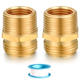 YELUN 3/4” GHT Male to 3/4” NPT Male Connector or 3/4” GHT Male to 1/2” NPT Famale Connector,Brass Garden Hose Fitting, Adapter, Garden Hose to Pipe Fittings Connect (2 Pack)