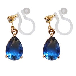 Miyabi Grace - Pendientes invisibles para mujer, diseño de lágrima, color rojo, verde, rosa, azul marino, amarillo, morado azul