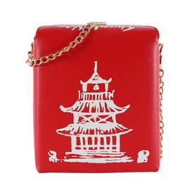 Oweisong Women Novelty Chinese Takeout Purse Tower Print Crossody Shoulder Bag Box Totes with Comfortable Chain Strap