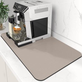 WISELIFE Coffee Mat Super Absorbent Dish Drying Mat Coffee Bar Accessories Match with Coffee Maker Coffee Machine Coffee Pot Large Drying Mats for Kitchen Counter 12" W x 19" L, Khaki