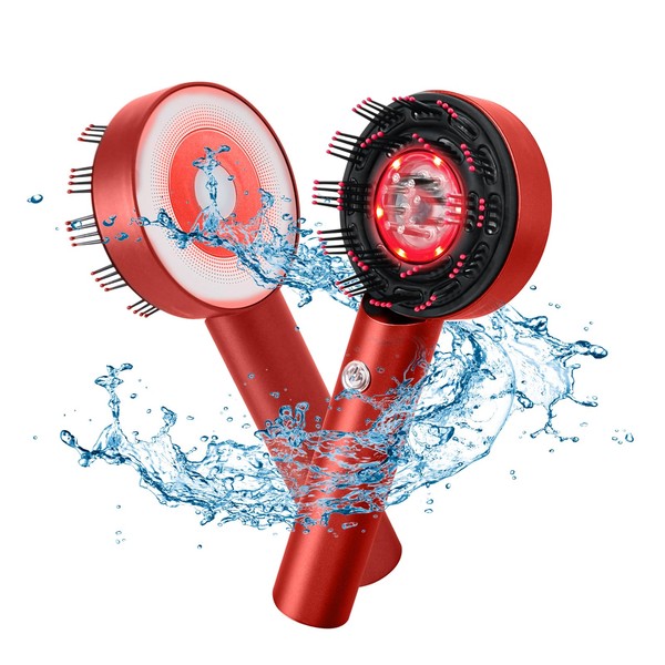 Upgraded Electric Scalp Massaging Brush, Red&Blue Light Hair Scalp Massager,