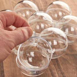 Pack of 12 Clear Plastic Crafting Acrylic Fillable 60mm Ball Ornaments - Round Open Ball Transparent Craft Ornaments