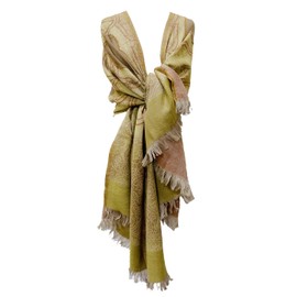 Sequin Cut Work Merino Wool Shawl Wrap Stole Scarf Throw Gold Mustard Khaki