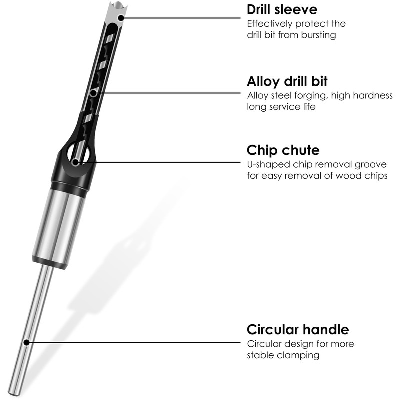 Abizarch 6Pcs Square Hole Drill Bits High Speed Steel Mortising