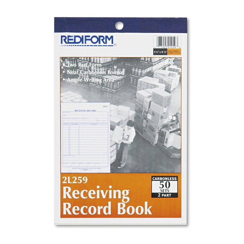 Rediform Libro de registro de recepción, sin carbono, 5.5 x