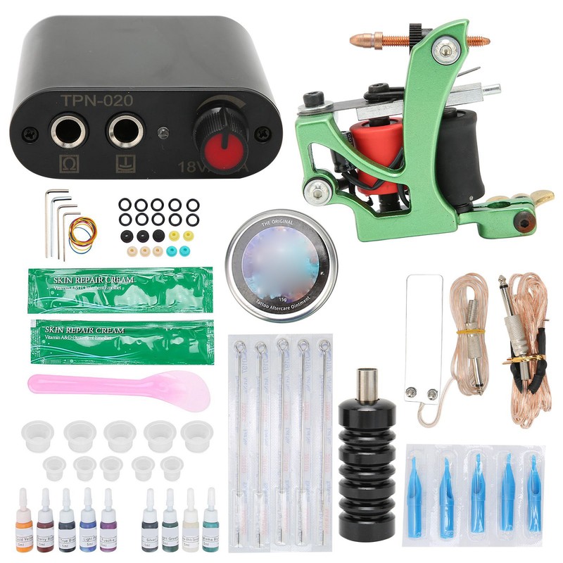Complete Tattoo Kit Professional Coil Tattoo Machine Power Supply Pen