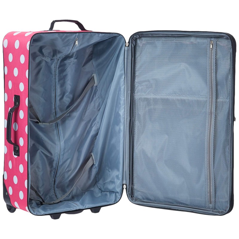 Rockland Polka Softside Upright Luggage Set, Expandable, Lightweight, Pink Dots,