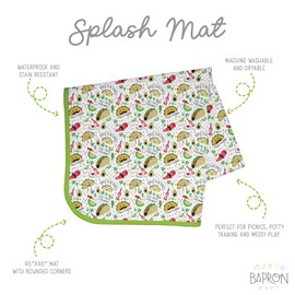BapronBaby Taco Party Splash Mat - Waterproof Catch-All for Under High Chairs, Floors, Tables, Playtime or Arts & Crafts - Machine Washable - 45" x 45”