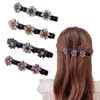 8 Pcs Satin Fabric Hair Bands, Clover Rhinestone Hair Clips,