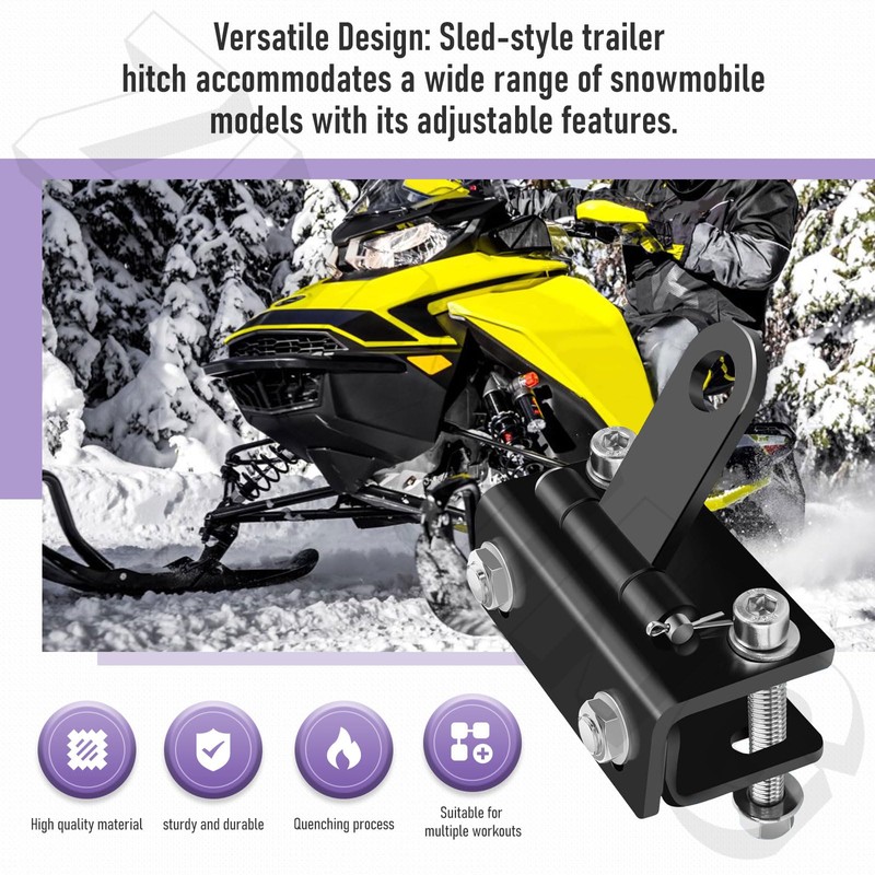 Universal Snowmobile Bumper Hitch Kit - Adjustable Heavy-Duty Steel Sled