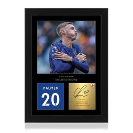 WIN FC Cole Palmer A4 Framed Photo Display - Reproduced Digital Signature- Gift for Chelsea and England Fans
