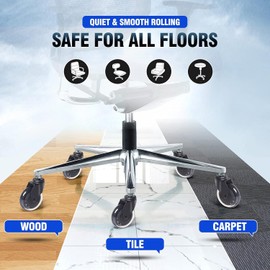 Haze Office Chair Wheels (As Seen On Fox) Replacement Desk Chair Wheels Durable Rubber - Heavy Duty Casters - Smooth & Safe Movement- Set of 5 with Universal Fit – 3-inch