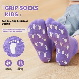 WANZHIHUI Grip Socks for Kids 6 Pairs Non Slip Trampoline Gymnastics Soccer Socks Grippy Slippers for Boys Girls Ages 5-9