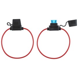 QWORK 14 AWG Inline Fuse Holder, 20 Pack with Waterproof Lid and 15A Fuses for 12V-DC Applications, 14 Gauge Fuse Holder