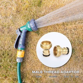 sukudon Pack of 2 Hose Connectors, 1/2 Inch 3/4 Inch BSP Hose Connector, Connection Tap Adapter, Tap Connector/Connector, Threaded Faucet Adapter