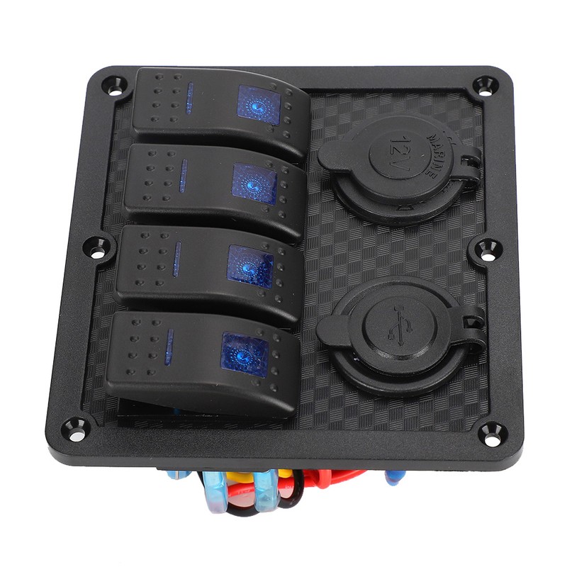 12V 24V 4 Gang Rocker Switch Panel IP65 Waterproof with