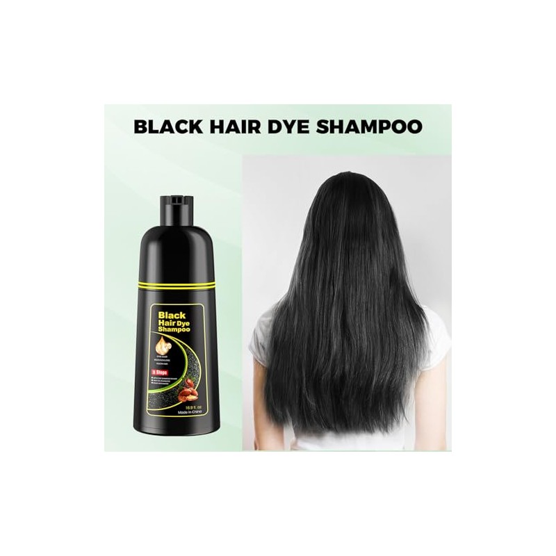 KAISASA Champú para teñir el cabello negro 3 en 1