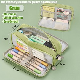 X SIM FITNESSX Pencil Case, Teenagers’ Girls’ Pencil Case, 3 Compartments, Large Capacity Pencil Case for School and Office, Light Grey