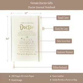 Doctor Gifts for Women, Doctor Journal 200 Pages Notebook A5 Lined with Pen, Best Doctor Ever Keychain, Female Doctor Gift, Appreciation Gift for Doctor Woman Birthday Christmas White Coat Ceremony